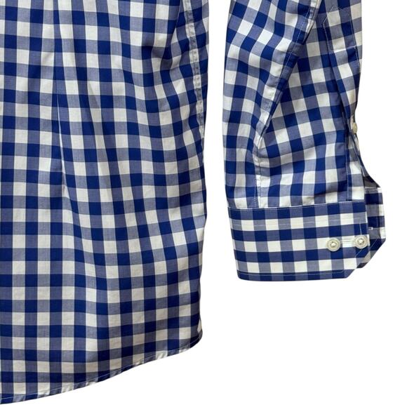 Eton Contemporary Mens Size 42/16.5 Long Sleeve Checkered Button Down Blue White - Picture 10 of 11